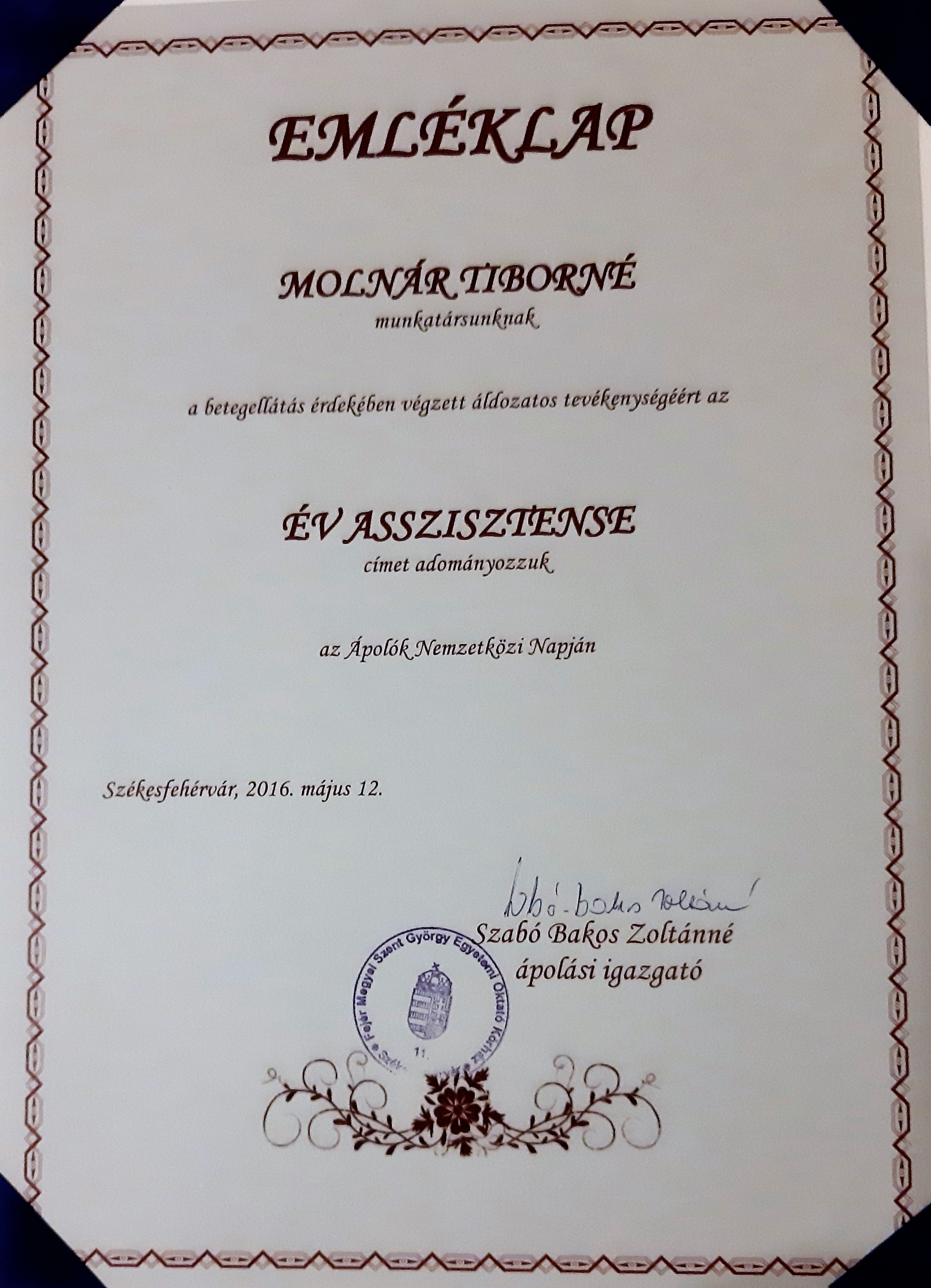 molnar tiborne oklevel